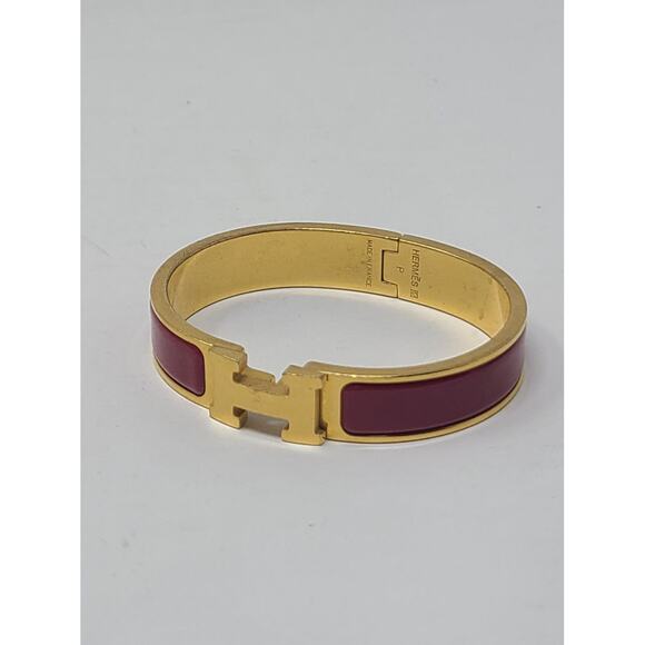 Hermès Red Enamel Gold-plated Clic Clac H bracelet PM - Picture 8 of 10